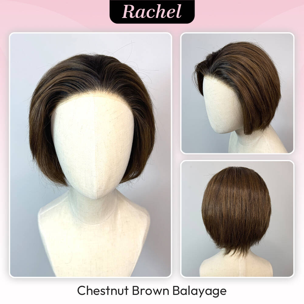 [Rachel] VSIGN Monofilament Handmade Wig 8inch 9×6 Full Mono Lace Hand Tied Top Wig Synthetic Heat Resistant Fiber