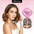 [Sherry] VSIGN Monofilament Handmade Wig Chestnut Brown Short Wave  9×6 Full Mono Lace Hand Tied Bendy Ear Tabs Velcro Adjustment Air Cap Glueless Wig Synthetic Heat Resistant Fiber（副本）