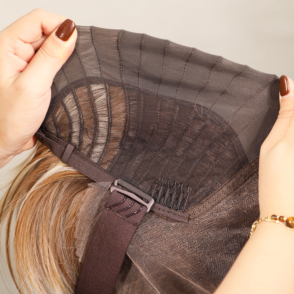 [Luna] VSIGN Ash Chestnut and Black Color Middle Length Wolf-tail Hairstyle 13*6 HD Front Wig Synthetic Heat Resistant Fiber