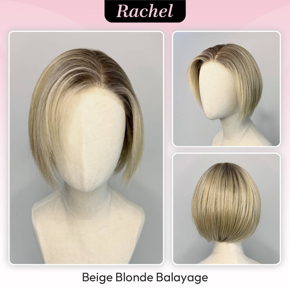 [Rachel] VSIGN Monofilament Handmade Wig 8inch 9×6 Full Mono Lace Hand Tied Top Wig Synthetic Heat Resistant Fiber