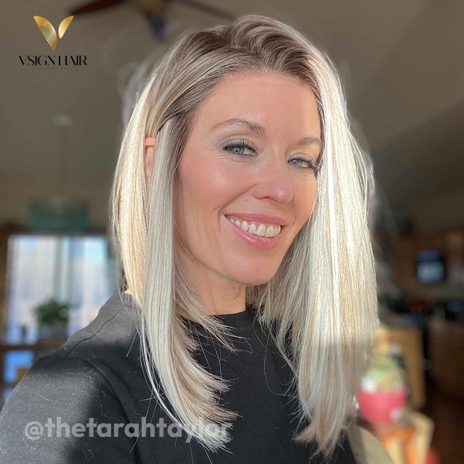VSIGN Ombre Blonde 13x6 HD lace Front Wig Bob Style Synthetic Heat Resistant Fiber