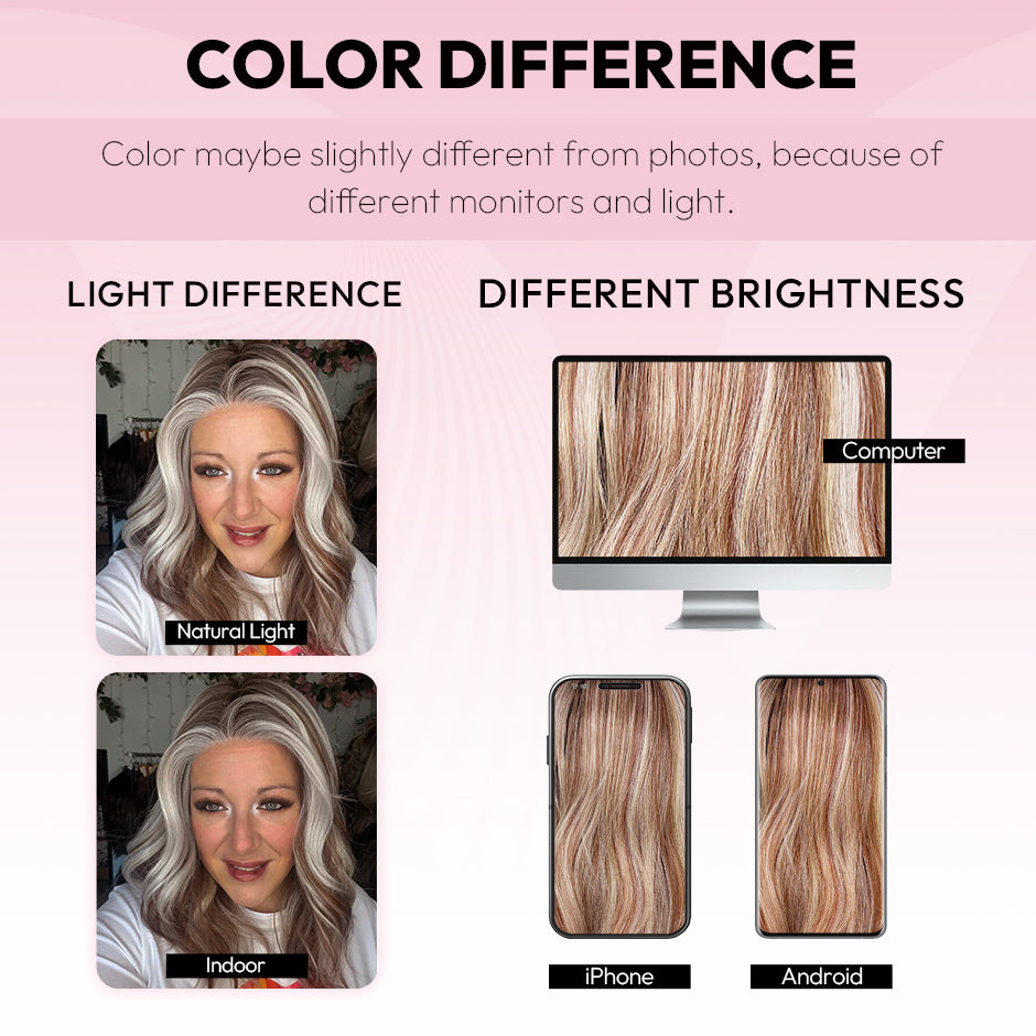 [Gloria] VSIGN 13*6 HD Lace Rose Gold & Silver Highlights 18inch Middle Length Wave Lace Front Wig Synthetic Heat Resistant Fiber