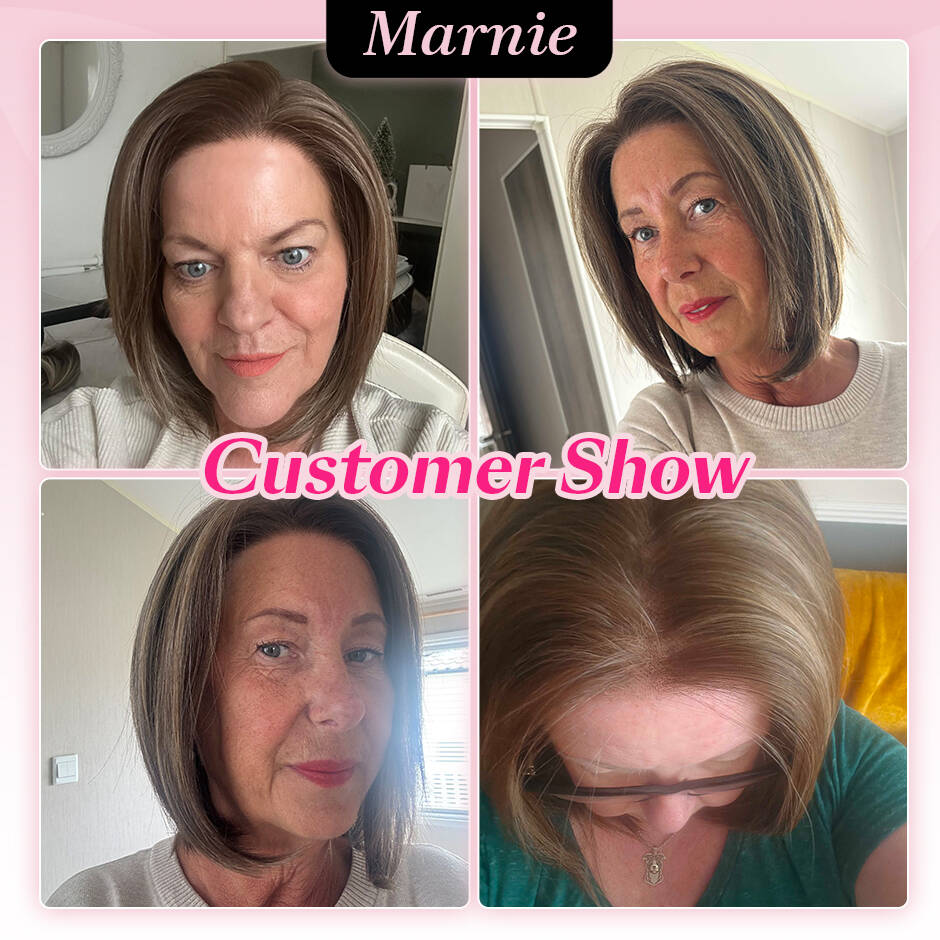 [Marnie] VSIGN Chestnut Brown 10inch Bob 13*6 HD Lace Front Wig Synthetic Heat Resistant Fiber