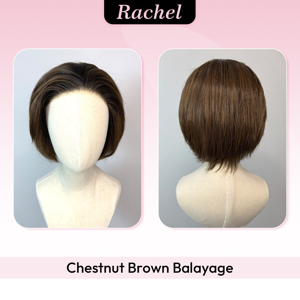 [Rachel] VSIGN Monofilament Handmade Wig 8inch 9×6 Full Mono Lace Hand Tied Top Wig Synthetic Heat Resistant Fiber