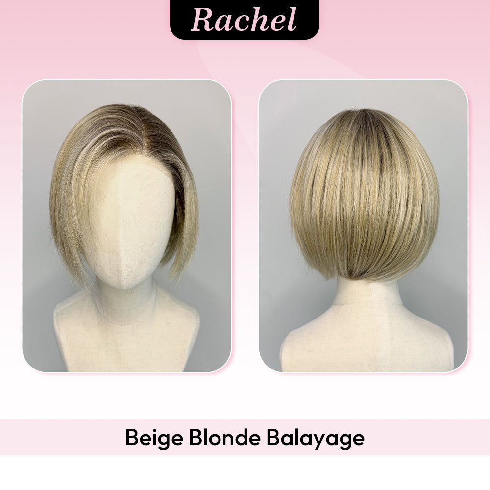 [Rachel] VSIGN Monofilament Handmade Wig 8inch 9×6 Full Mono Lace Hand Tied Top Wig Synthetic Heat Resistant Fiber