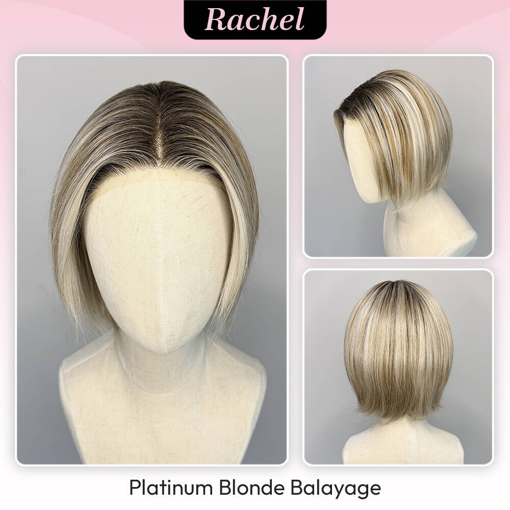 [Rachel] VSIGN Monofilament Handmade Wig 8inch 9×6 Full Mono Lace Hand Tied Top Wig Synthetic Heat Resistant Fiber