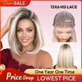 VSIGN Ombre Blonde 13x6 HD lace Front Wig Bob Style Synthetic Heat Resistant Fiber