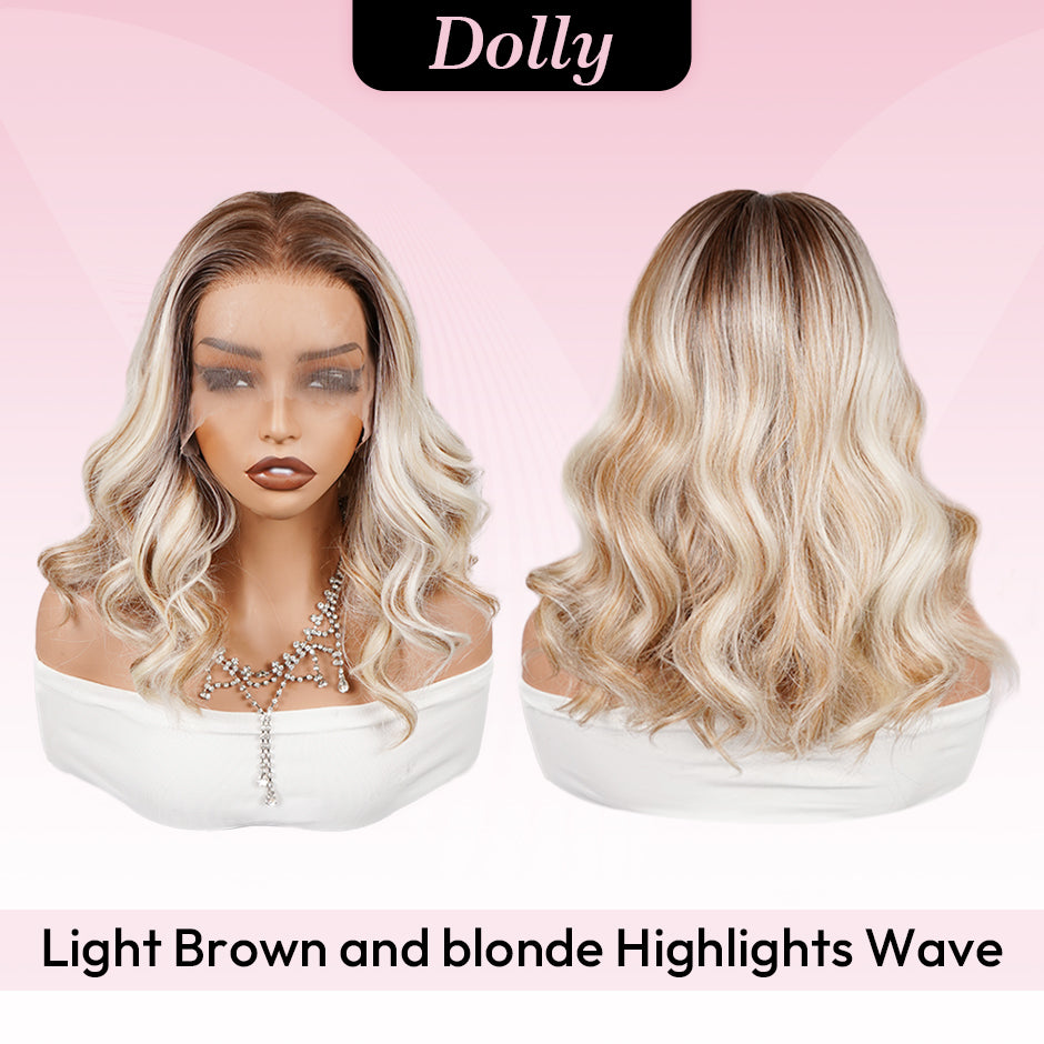 [Dolly] VSIGN Blonde Short Wave 13*6 HD Lace Front Wig Synthetic Heat Resistant Fiber