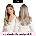 [Luna] VSIGN Ash Chestnut and Black Color Middle Length Wolf-tail Hairstyle 13*6 HD Front Wig Synthetic Heat Resistant Fiber
