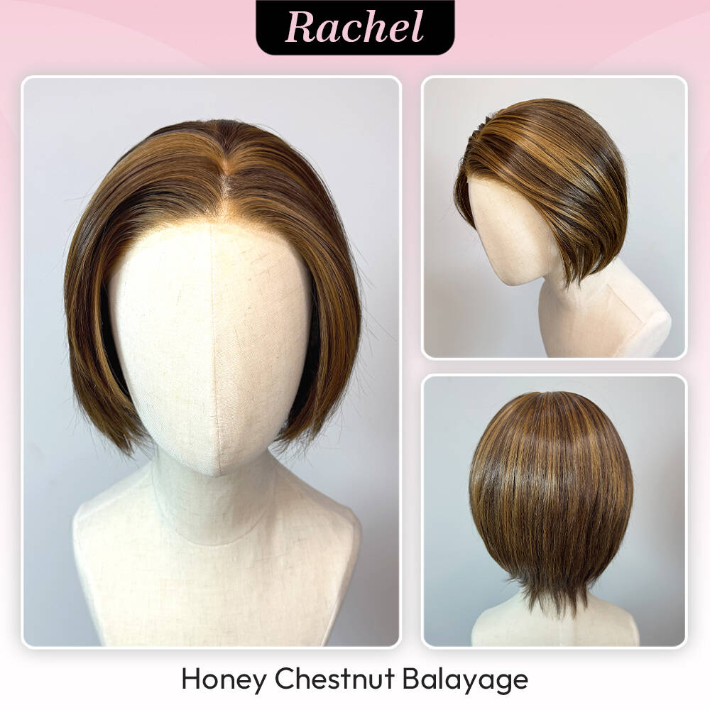 [Rachel] VSIGN Monofilament Handmade Wig 8inch 9×6 Full Mono Lace Hand Tied Top Wig Synthetic Heat Resistant Fiber