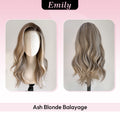 [Emily]VSIGN 13x6 HD Pre-cut Lace Front Wig - Long Wavy Glueless Synthetic Fiber Ash Blonde Balayage with Dark Roots