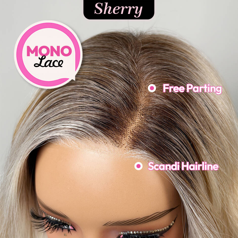 [Sherry] VSIGN Monofilament Handmade Wig Short Wave  9×6 Mono Glueless Lace Front Wig  Synthetic Heat Resistant Fiber