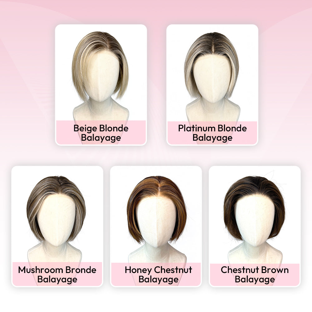 [Rachel] VSIGN Monofilament Handmade Wig 8inch 9×6 Full Mono Lace Hand Tied Top Wig Synthetic Heat Resistant Fiber