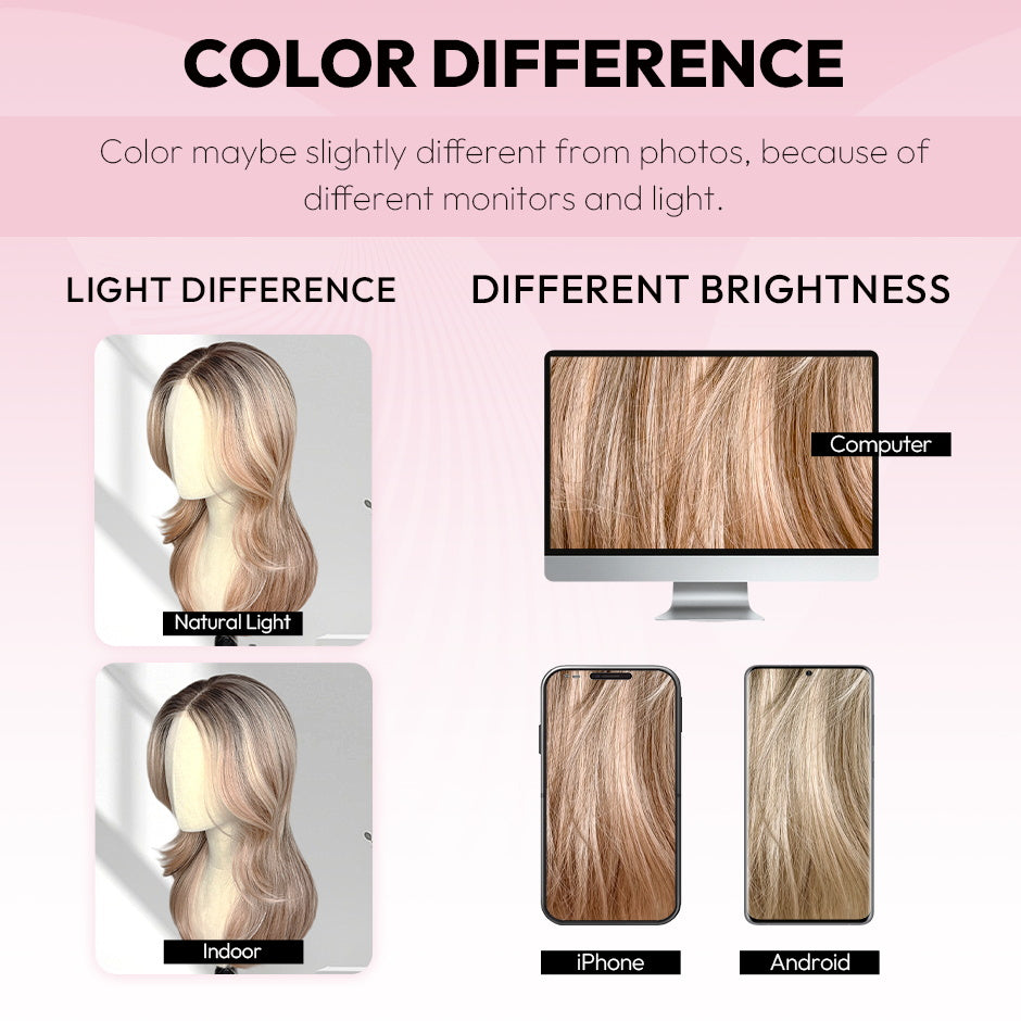 [Avery] VSIGN Apricot 13x6 HD Pre-cut Lace Peach Rose Balayage Ombre Pink Dark Root Glueless Wavy Lace Front Wig Futura Heat Resistant Synthetic
