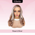 [Gloria] VSIGN 13*6 HD Lace Rose Gold & Silver Highlights 18inch Middle Length Wave Lace Front Wig Synthetic Heat Resistant Fiber