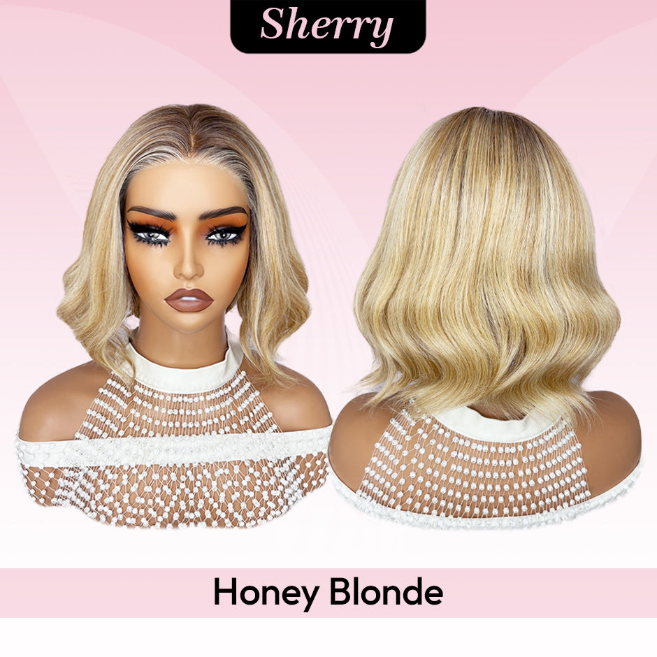 [Sherry] VSIGN Monofilament Handmade Wig Short Wave  9×6 Mono Glueless Lace Front Wig  Synthetic Heat Resistant Fiber