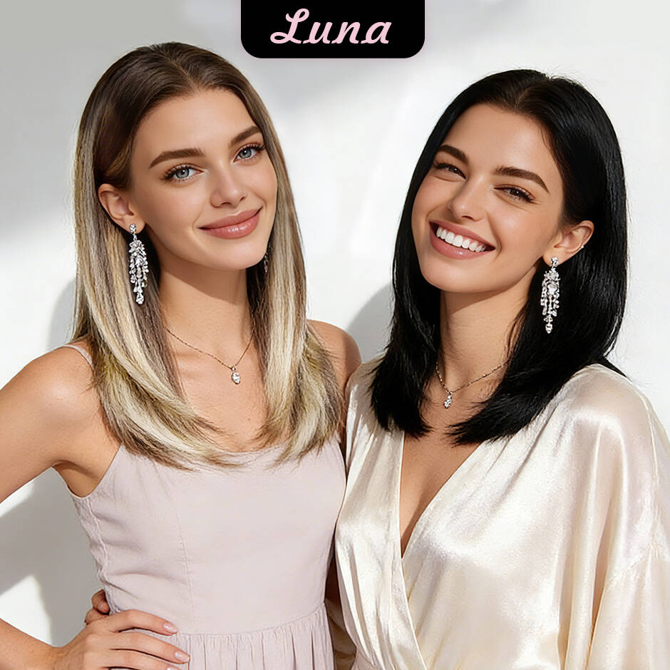 [Luna] VSIGN Ash Chestnut and Black Color Middle Length Wolf-tail Hairstyle 13*6 HD Front Wig Synthetic Heat Resistant Fiber