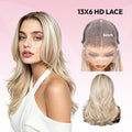 VSIGN Perruque frontale en dentelle HD 13*6 Ombre Blonde Ondulée, fibre synthétique résistante à la chaleur