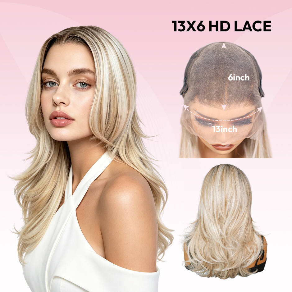 VSIGN Ombre Blonde Wave 13*6  HD Lace Front Wig Synthetic Heat Resistant Fiber