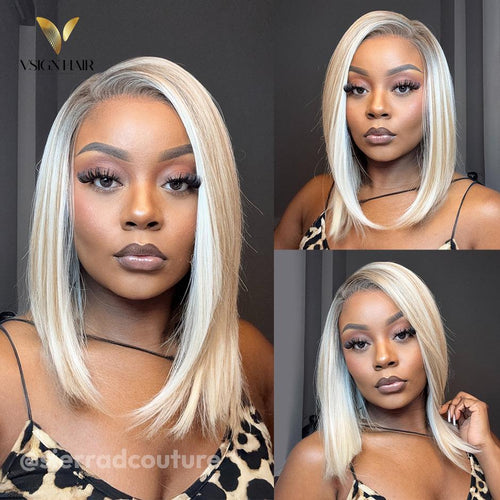 VSIGN Ombre Blonde 13x6 HD lace Front Wig Bob Style Synthetic Heat Resistant Fiber