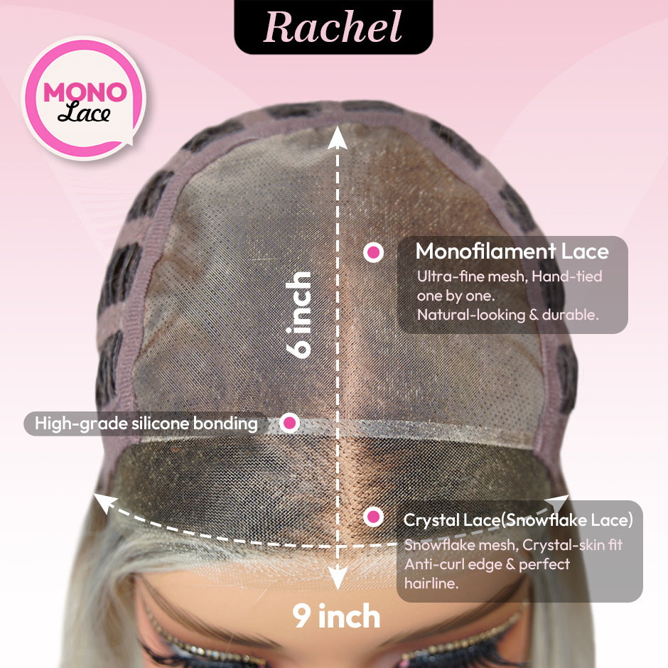 [Rachel] VSIGN Monofilament Handmade Wig 8inch 9×6 Full Mono Lace Hand Tied Top Wig Synthetic Heat Resistant Fiber