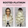 VSIGN Rooted Platinum Gray Blonde Long Wave 13×6 HD Lace Front Permium Synthetic Heat Resistant Fiber Wig
