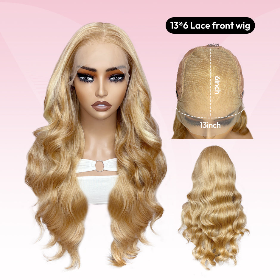 VSIGN Honey Blonde Long Wave 13×6 HD Lace Front Premium Synthetic Heat Resistant Fiber Wig